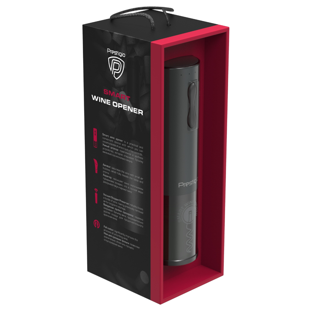 Винный набор Prestigio Bolsena Electric wine opener Black (PWO101BK_EN) изображение 4