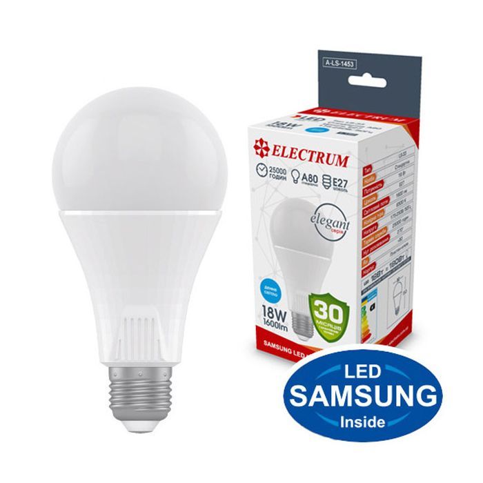 Лампочка Electrum A80 18W PA LS-33 Elegant E27 6500K (A-LS-1453)