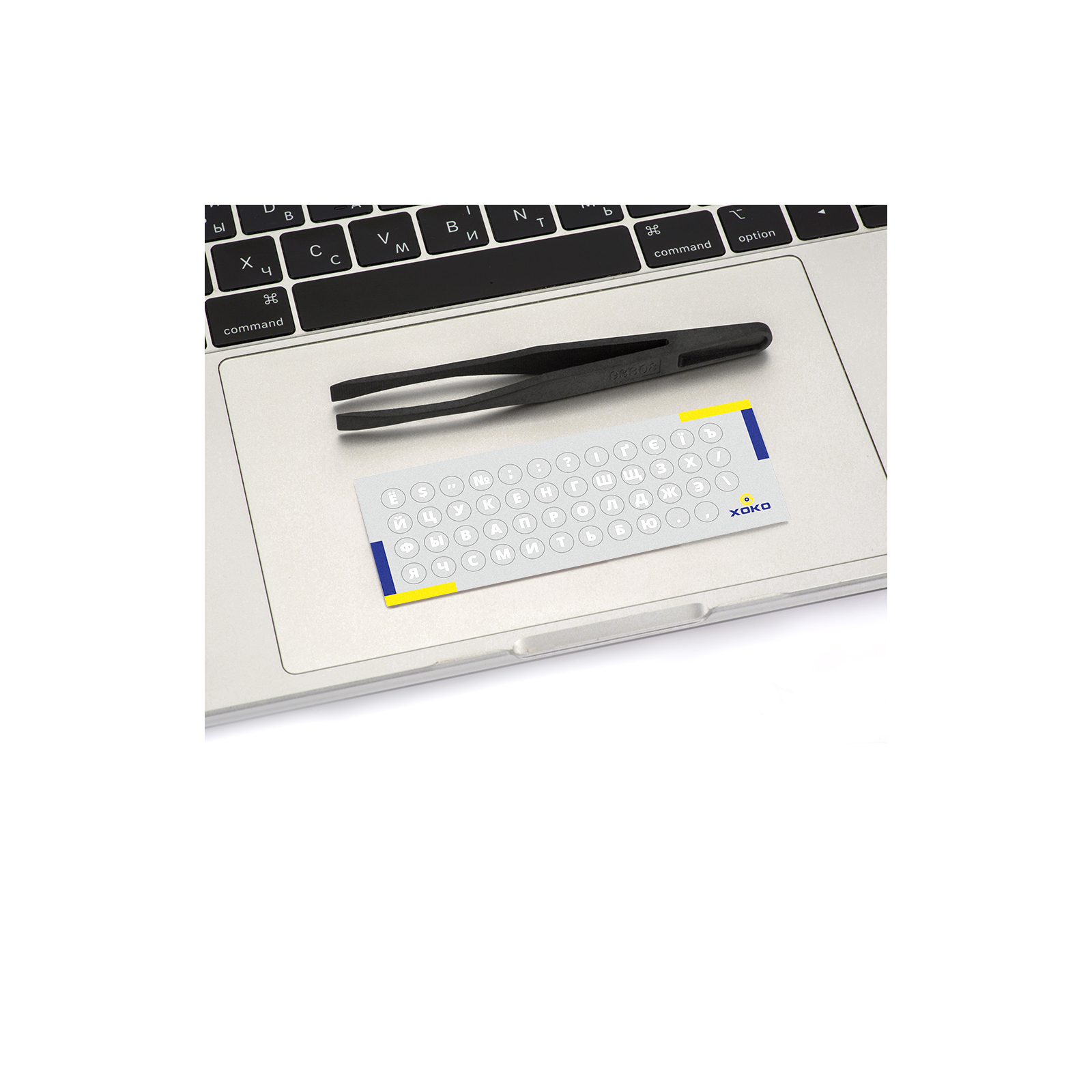Наклейка на клавиатуру XoKo микро-наклейка прозрачная 47 keys UA/rus white (XK-MCR-47) изображение 3