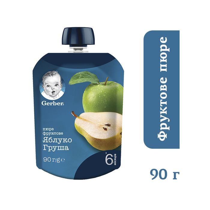 Дитяче пюре Gerber Pouch Яблуко і груша, 90 г (7613036345507) зображення 2