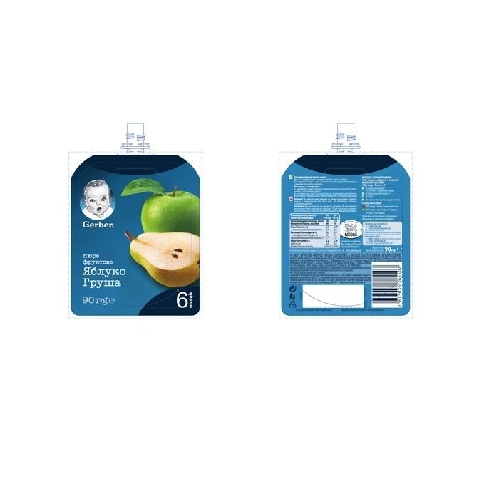 Дитяче пюре Gerber Pouch Яблуко і груша, 90 г (7613036345507) зображення 3