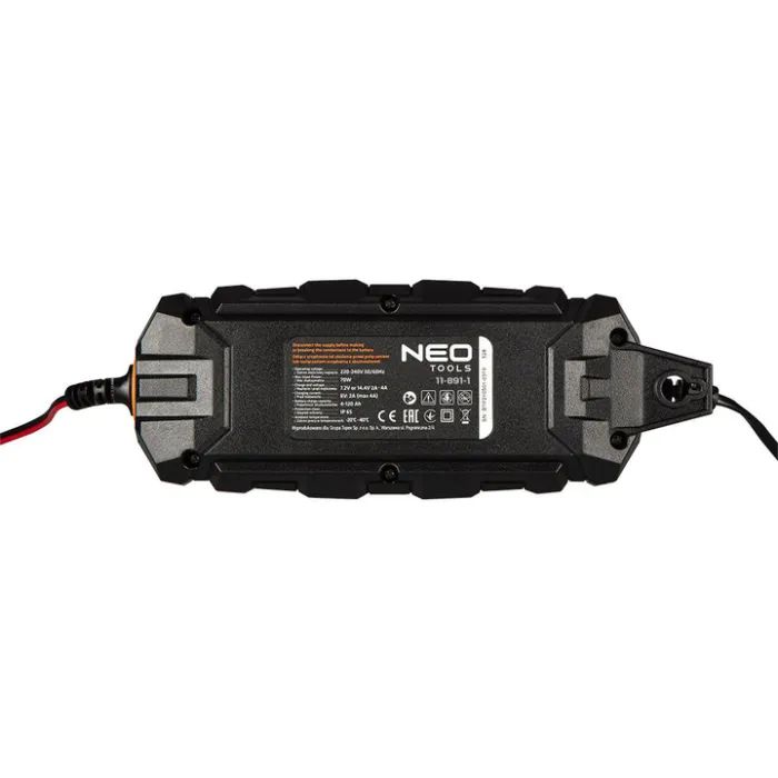 Зарядний пристрій для автомобільного акумулятора Neo Tools 4A/70Вт, 3-120Ah, для кислотних/AGM/GEL (11-891) зображення 3