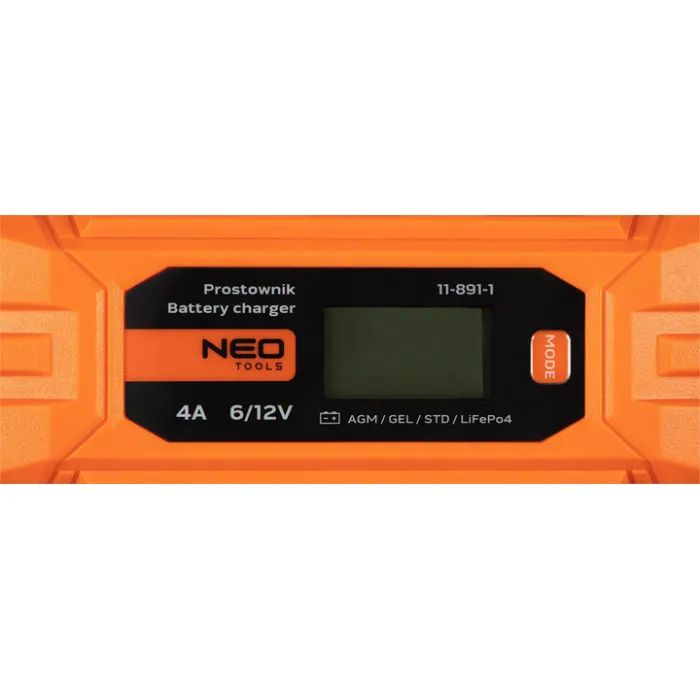 Зарядний пристрій для автомобільного акумулятора Neo Tools 4A/70Вт, 3-120Ah, для кислотних/AGM/GEL (11-891) зображення 6
