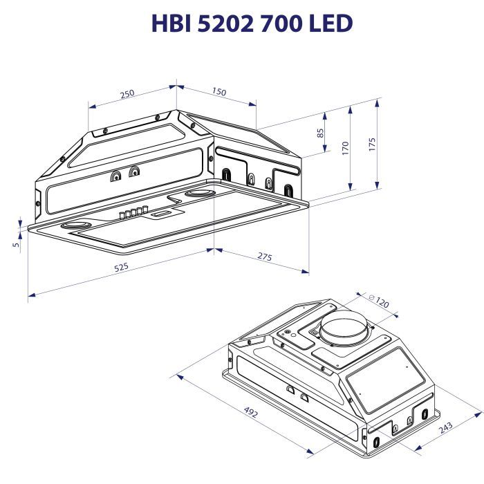 Витяжка кухонна Minola HBI 5202 I 700 LED зображення 10