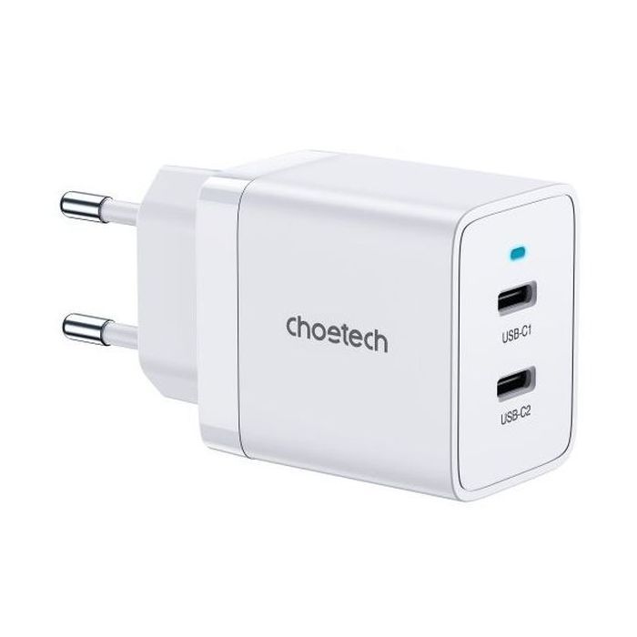 Зарядное устройство Choetech 2xUSB-C 40W PD/QC/PPS (Q5006-EU-WH)
