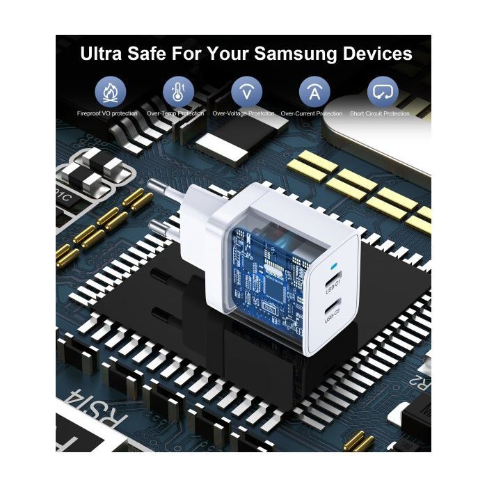 Зарядное устройство Choetech 2xUSB-C 40W PD/QC/PPS (Q5006-EU-WH) изображение 5