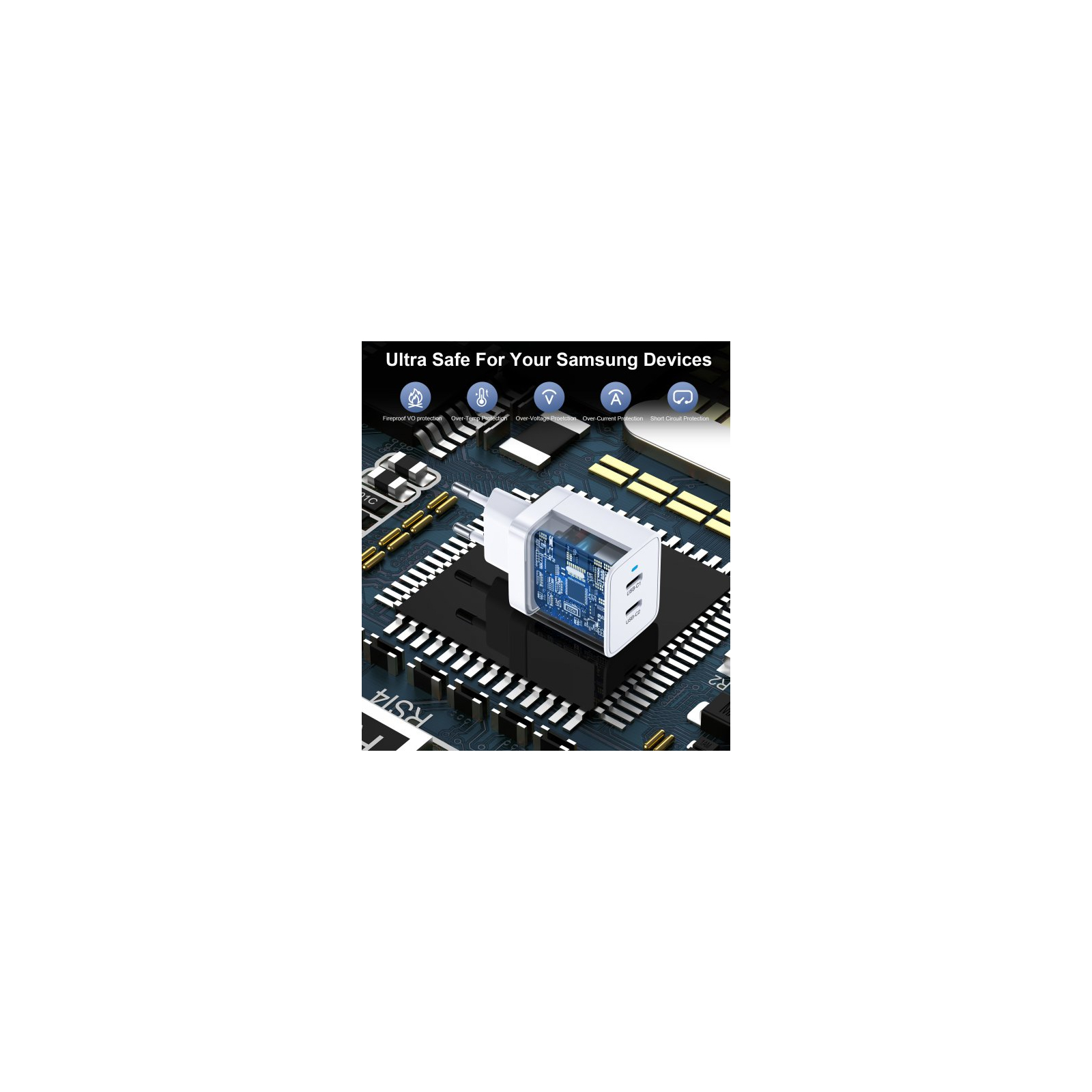 Зарядное устройство Choetech 2xUSB-C 40W PD/QC/PPS (Q5006-EU-WH) изображение 5