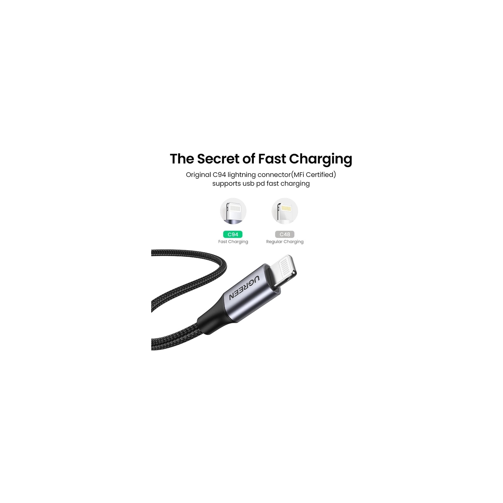 Дата кабель USB-C to Lightning 1.5m US304 MFI White Ugreen (US304/70524) изображение 8