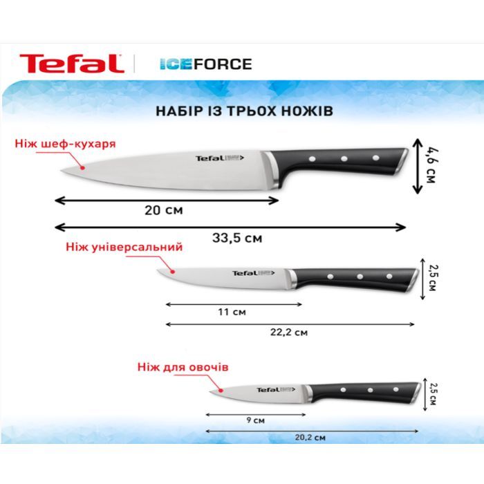 Набор ножей Tefal Ice Force 3 предмети (K2323S74) изображение 3