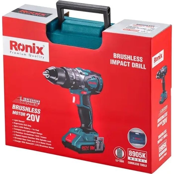 Шуруповерт Ronix ударный аккумуляторный 20В, 2Ah х 2 (8905K) изображение 11