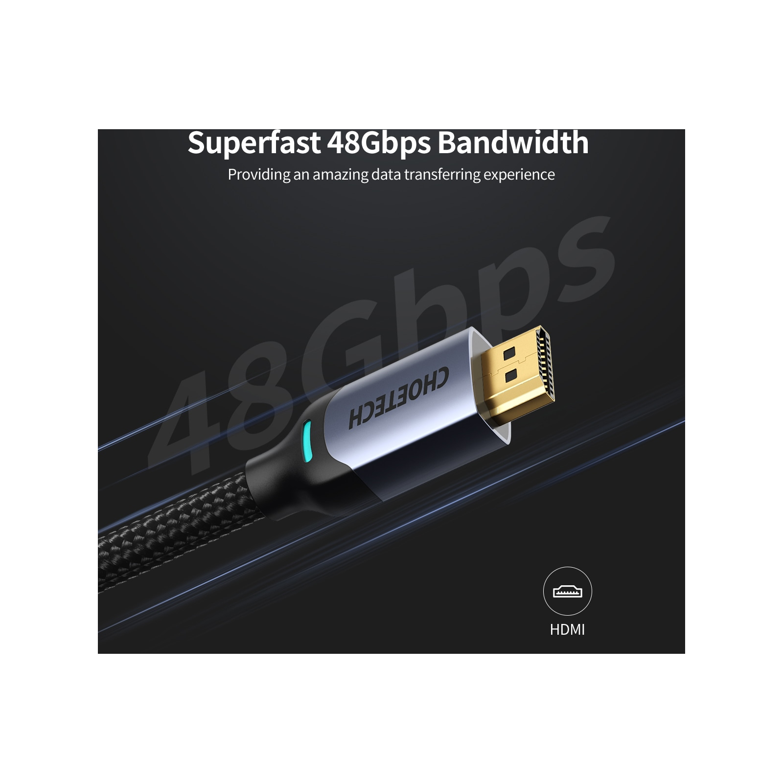 Кабель мультимедийный HDMI to HDMI 2.0m V2.1, 8K60Hz Choetech (XHH01) изображение 4