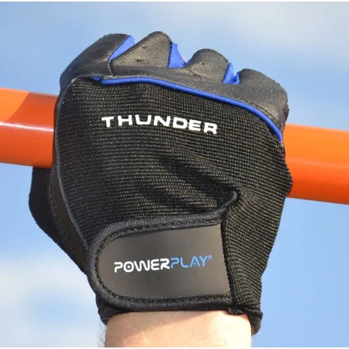 Рукавички для фітнесу PowerPlay 9058 Thunder чорно-сині M (PP_9058_M_Thunder) зображення 10