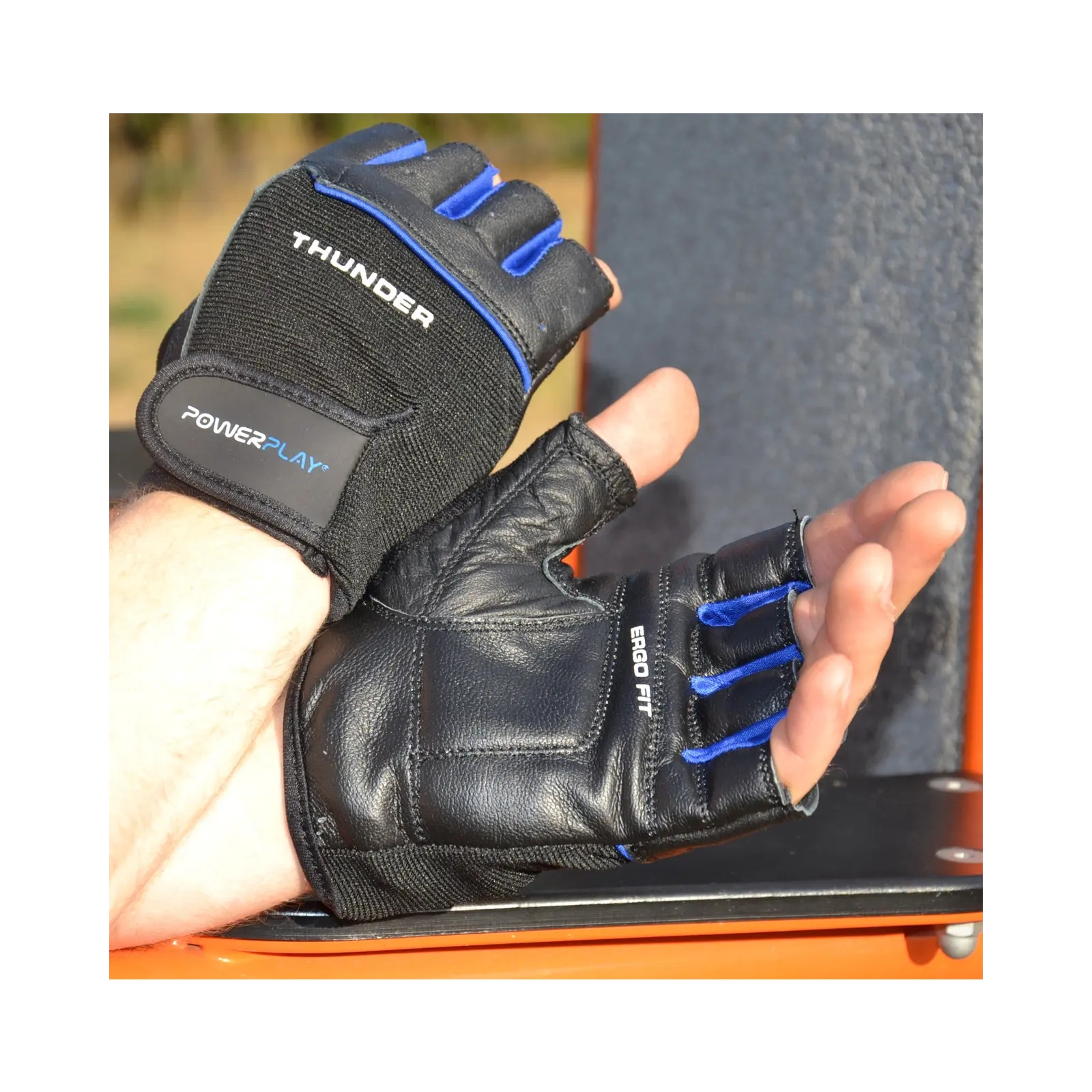 Перчатки для фитнеса PowerPlay 9058 Thunder чорно-сині S (PP_9058_S_Thunder) изображение 4