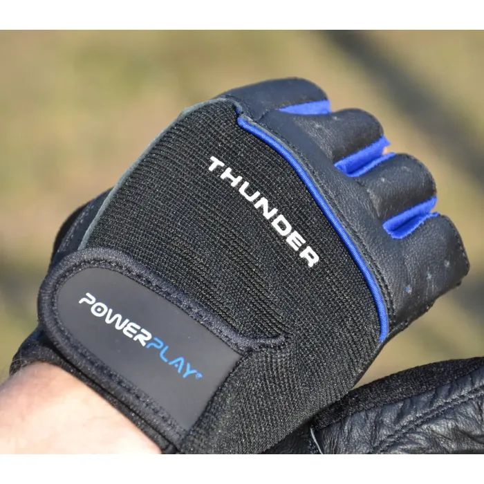 Рукавички для фітнесу PowerPlay 9058 Thunder чорно-сині M (PP_9058_M_Thunder) зображення 8