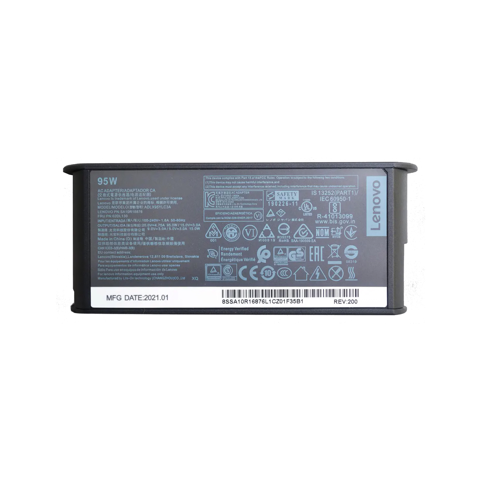 Блок живлення до ноутбуку Lenovo 95W 20V/4.75A, 15V/3A, 9V/3A, 5V/3A, USB Type-С (ADLX95YLC3A / A40378) зображення 2