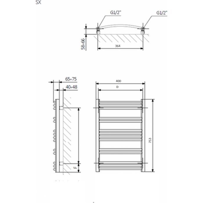 Сушарка для рушників Terma Jade MK 753x400 (WGJMK075040KCROSX) зображення 2