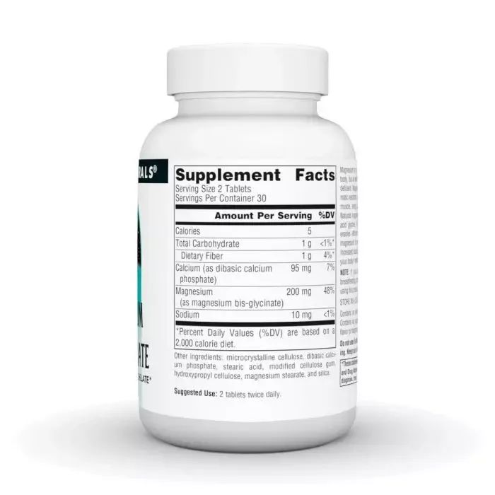 Минералы Source Naturals Магний Бисглицинат, Magnesium Bis-Glycinate, 60 таблеток (SN2131) изображение 2