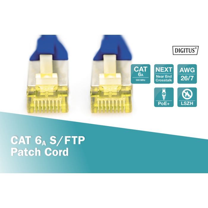 Патч-корд 1м, CAT 6a S-FTP, AWG 26/7, Cu, LSZH, blue Digitus (DK-1644-A-010/B) изображение 5
