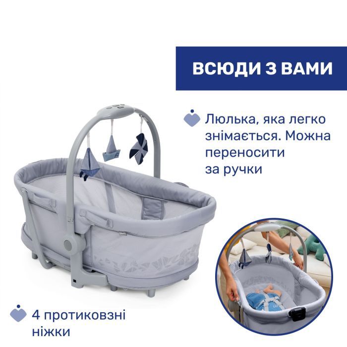 Кроватка Chicco Колыбель для новорожденного 5 в 1 Baby Hug Pro, бежевый (87076.96) изображение 3