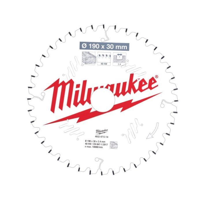Диск пильный Milwaukee пильный PFTE 190х30х2,4мм, 40 зуб. (4932471314)