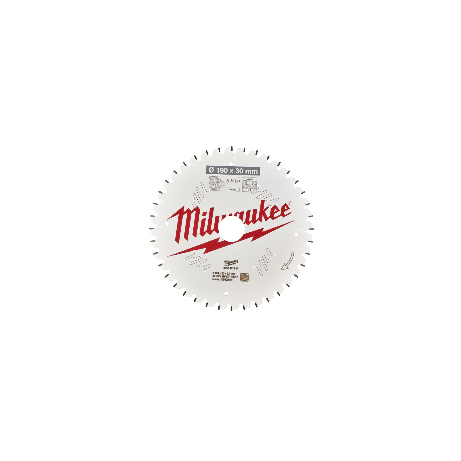 Диск пильный Milwaukee пильный PFTE 190х30х2,4мм, 40 зуб. (4932471314) изображение 2