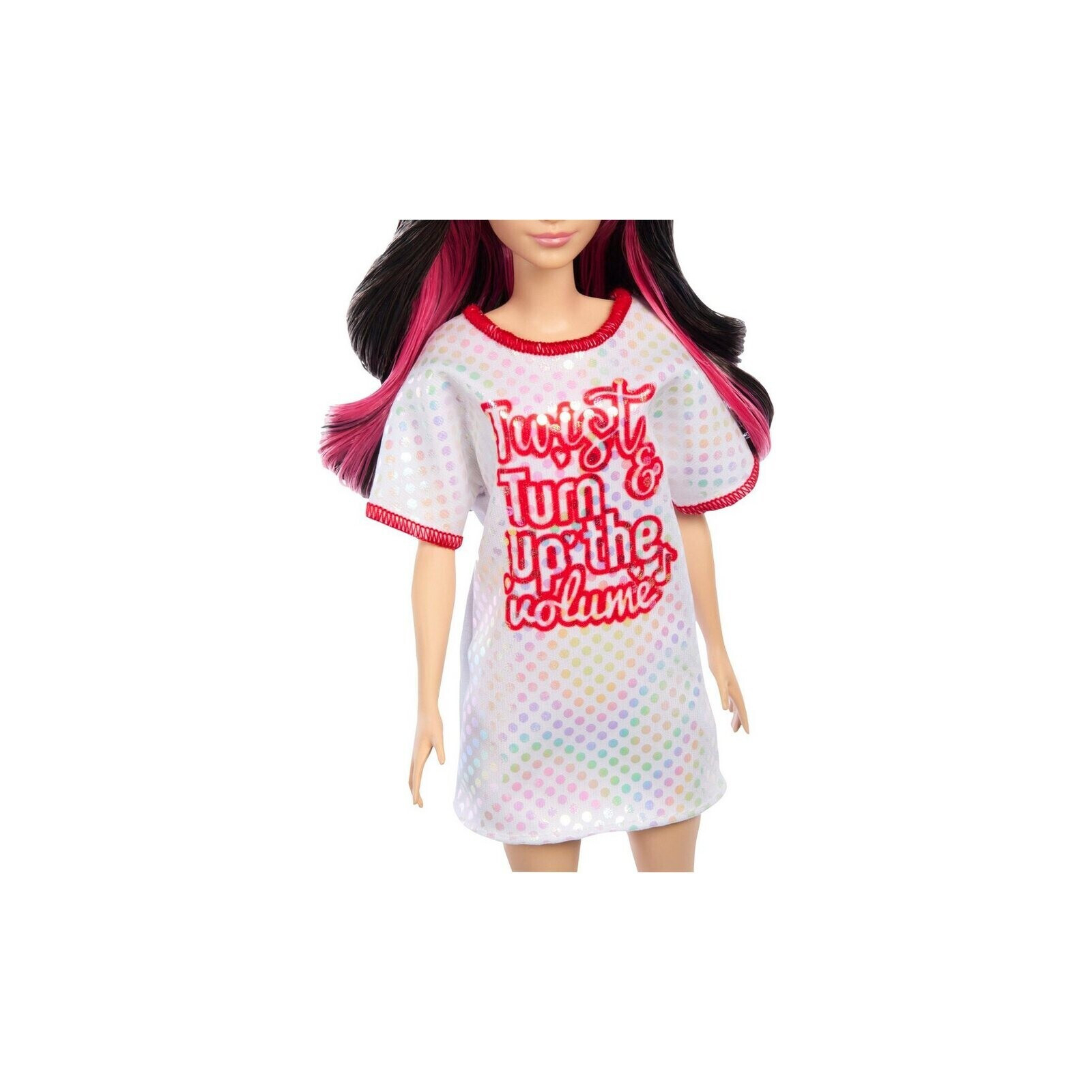 Кукла Barbie Fashionistas в блестящем платье-футболке (HRH12) изображение 4