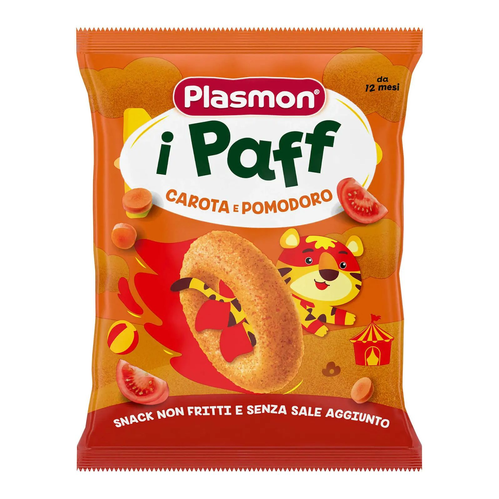 Печиво Plasmon Baby Puffs з морквою та томатами 15 г (1136172)