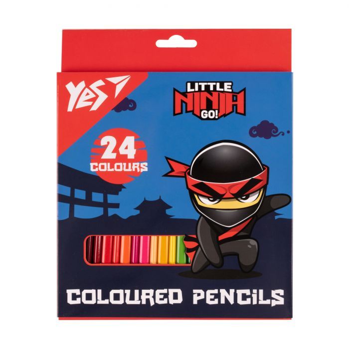 Карандаши цветные Yes 24 круг Ninja синий (290743)