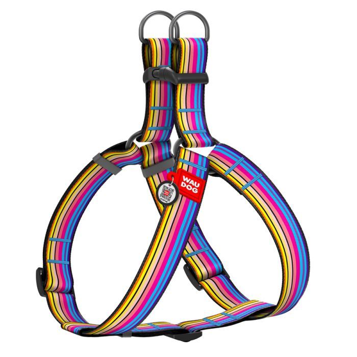 Шлей для собак WAUDOG Nylon с QR паспортом "Линия 1" пластиковый фастекс XL (324-0006)