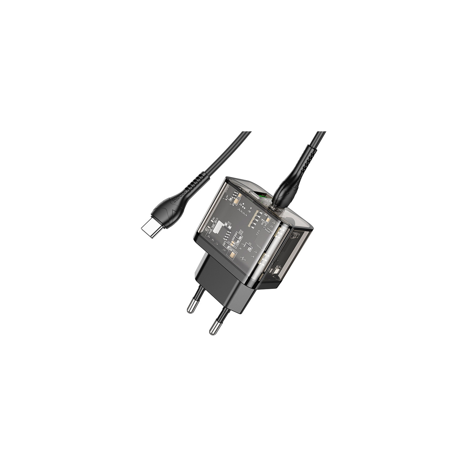 Зарядний пристрій HOCO N34 Dazzling dual-port Black (6931474799180) зображення 4