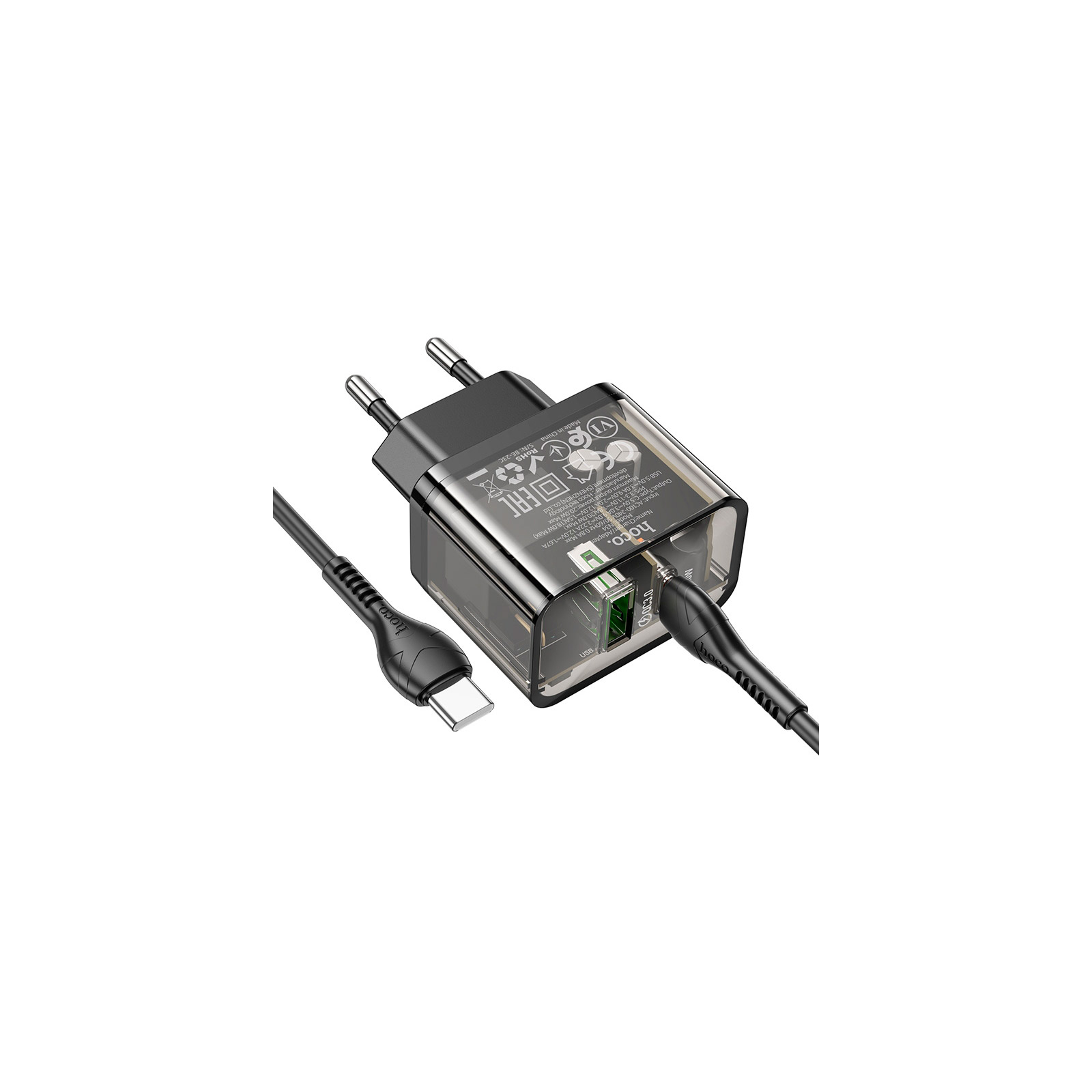 Зарядное устройство HOCO N34 Dazzling dual-port Black (6931474799180) изображение 6
