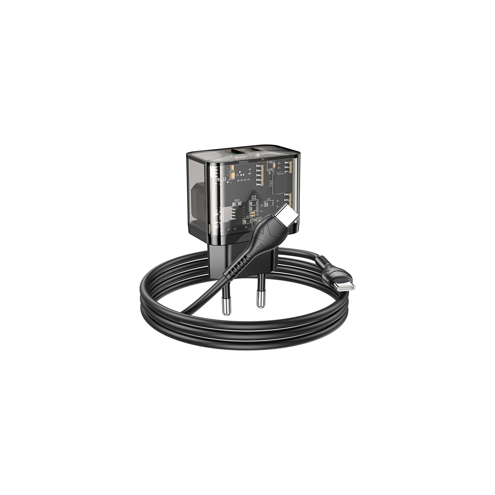 Зарядний пристрій HOCO N34 Dazzling dual-port Black (6931474799180)