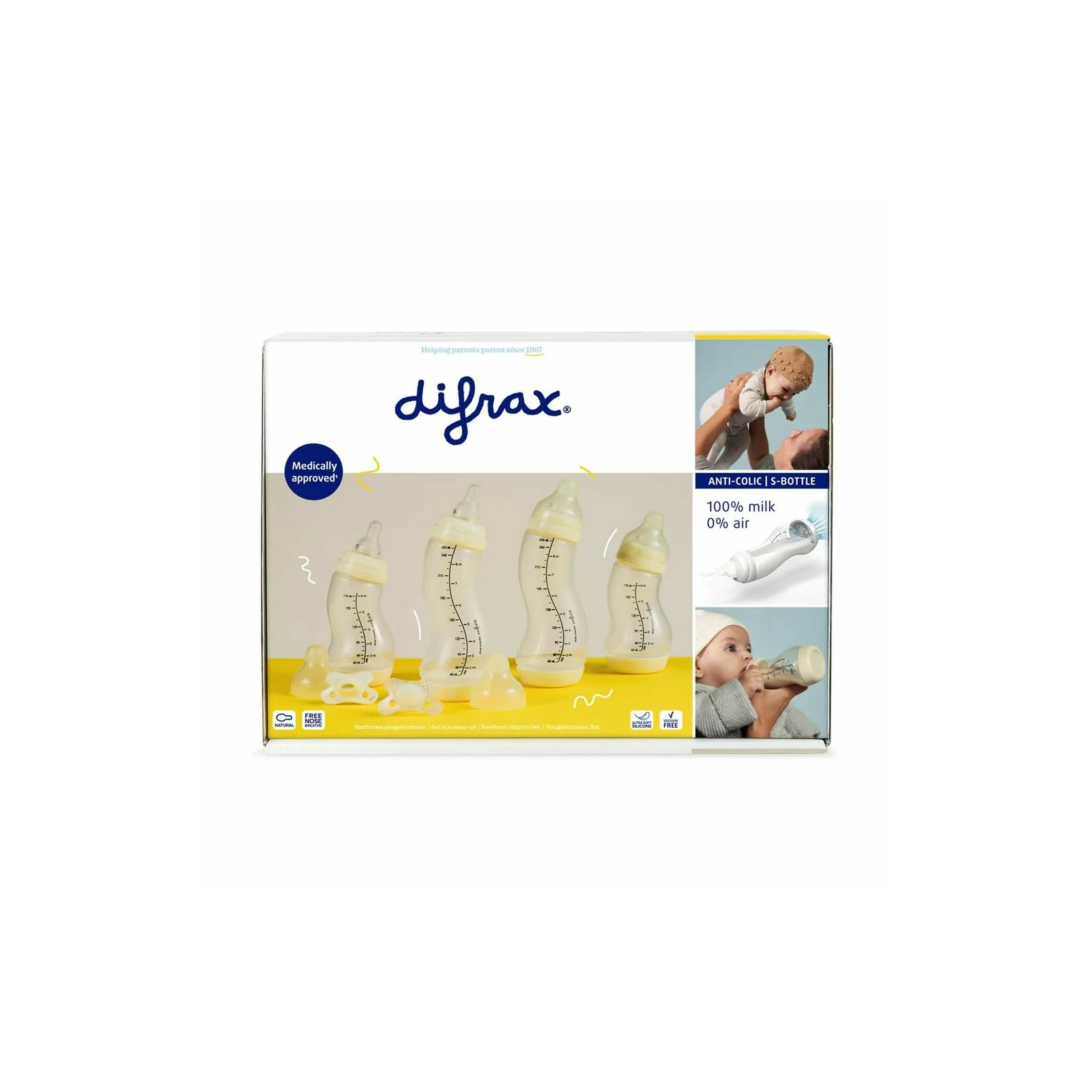 Набор для кормления новорожденных Difrax S-bottle Natural 4 антиколиковые бутылочки, 2 пустышки (603) изображение 12
