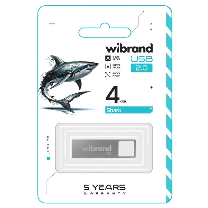 USB флеш накопитель Wibrand 32GB Shark Silver USB 2.0 (WI2.0/SH32U4S) изображение 2