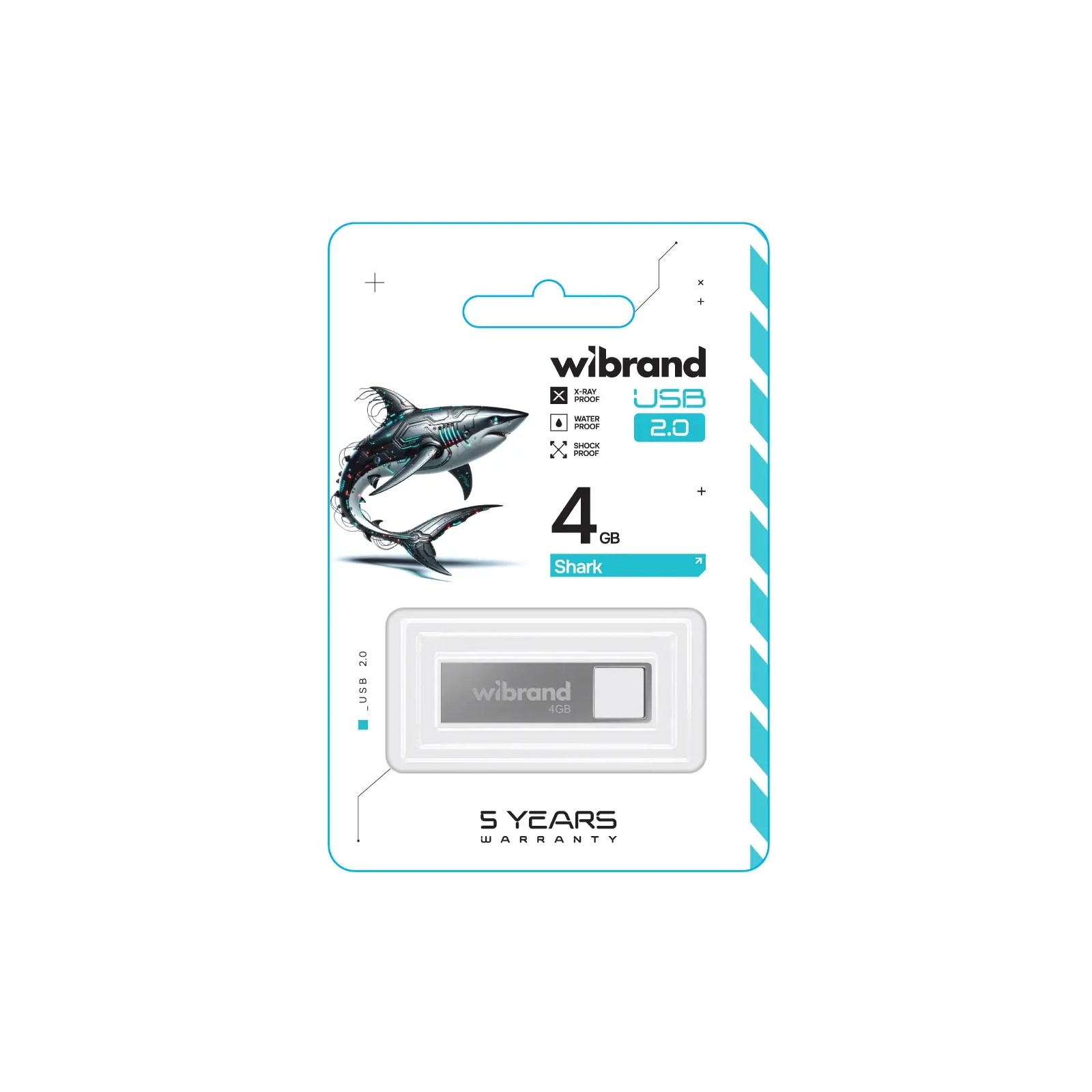USB флеш накопитель Wibrand 4GB Shark Silver USB 2.0 (WI2.0/SH4U4S) изображение 2