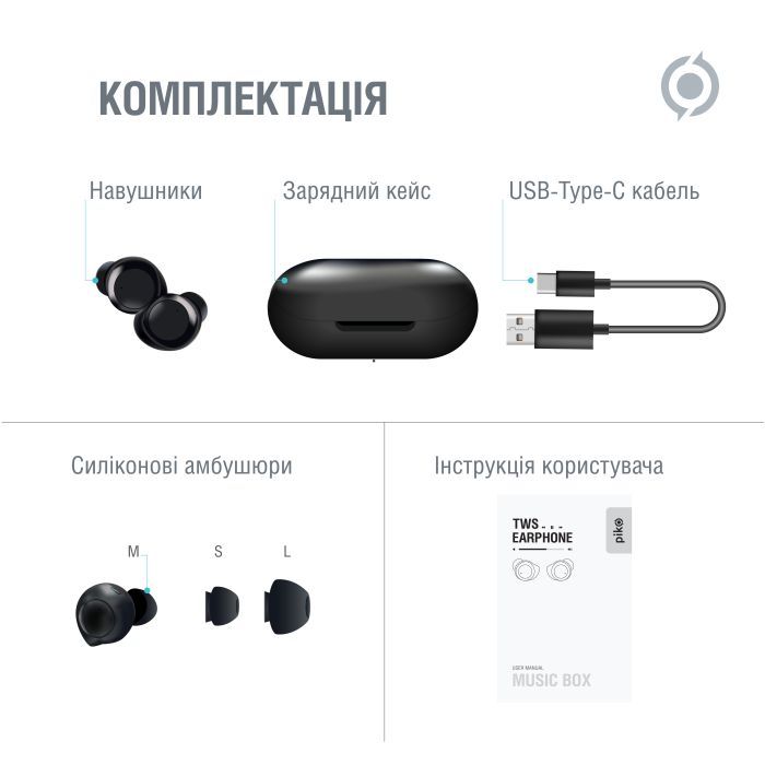 Наушники Piko TWS-MusicBox Black (1283126583414) изображение 8