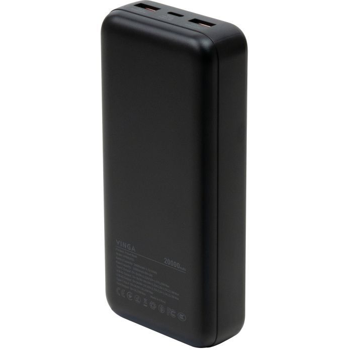 Батарея универсальная Vinga 20000 mAh 22.5W Display Black (VPBB2022) изображение 3