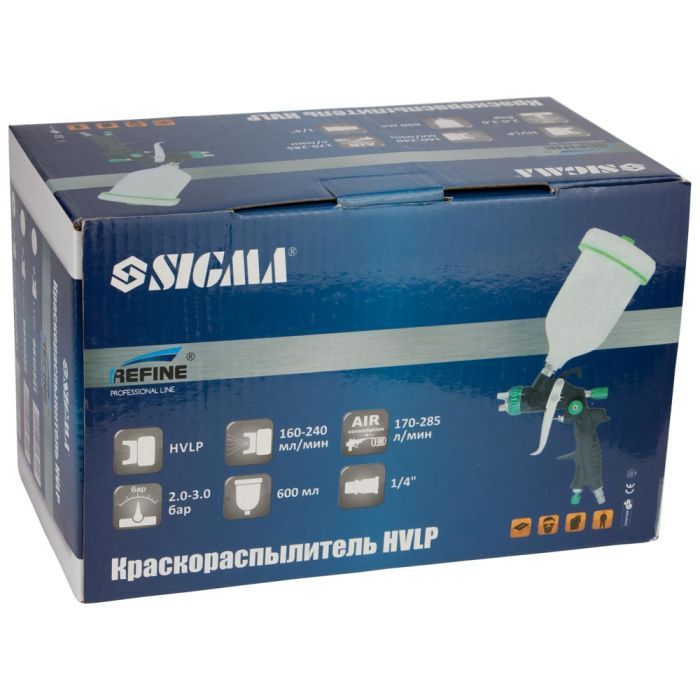 Краскопульт Refine HVLP 1.8мм, 170-285л/мин, 2-3бар, в/б 600мл (6812381) изображение 8