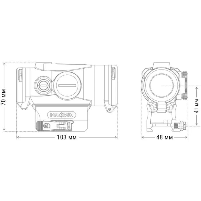 Коллиматорный прицел Holosun HE530G-RD точка 2 MOA + коло 65 МОА (Red) (HE530G-RD) изображение 7