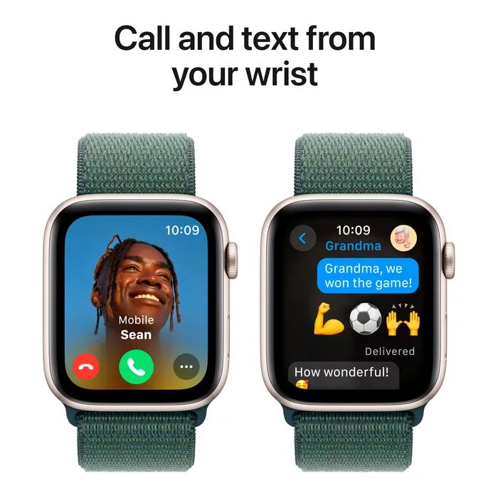 Смарт-годинник Apple Watch SE 2024 GPS 44mm Starlight Aluminium Case with Lake Green Sport Loop (MXEW3QH/A) зображення 4