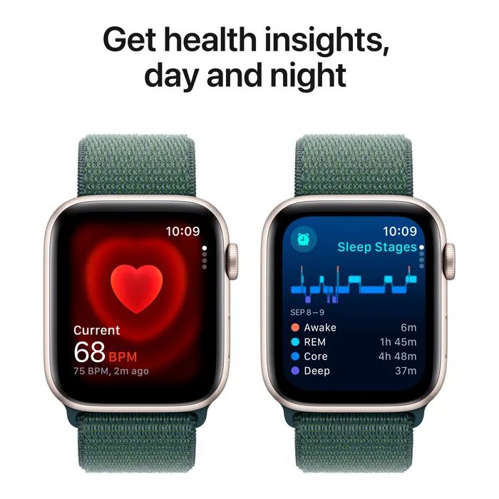 Смарт-годинник Apple Watch SE 2024 GPS 44mm Starlight Aluminium Case with Lake Green Sport Loop (MXEW3QH/A) зображення 5