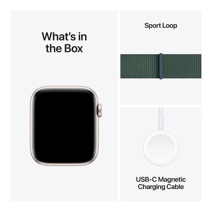 Смарт-годинник Apple Watch SE 2024 GPS 44mm Starlight Aluminium Case with Lake Green Sport Loop (MXEW3QH/A) зображення 7
