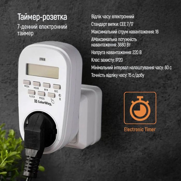 Розумна розетка ColorWay CW-STE01-7D зображення 10