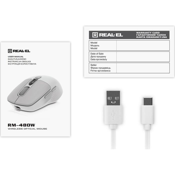 Мишка REAL-EL RM-480W Wireless/Bluetooth White (EL123200050) зображення 7