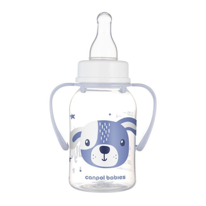 Бутылочка для кормления Canpol babies CUTE ANIMALS стандартная с ручками 120 мл синяя (11/823_blu) изображение 2