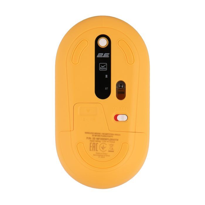 Мишка 2E MF300 FLORAPOPPY Silent Silent Wireless/Bluetooth Yellow (2E-MF300WFLORAYW) зображення 2