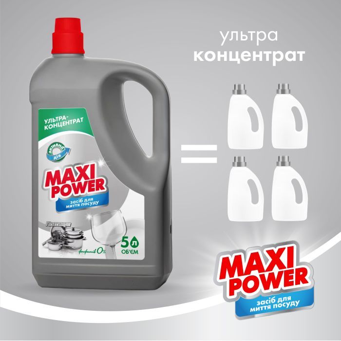 Средство для ручного мытья посуды Maxi Power Платинум 5 л (4823098415466) изображение 3