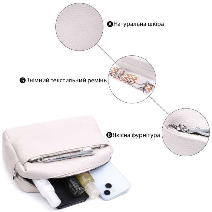 Сумка Vintage Женская кожаная Белая (22653) изображение 4