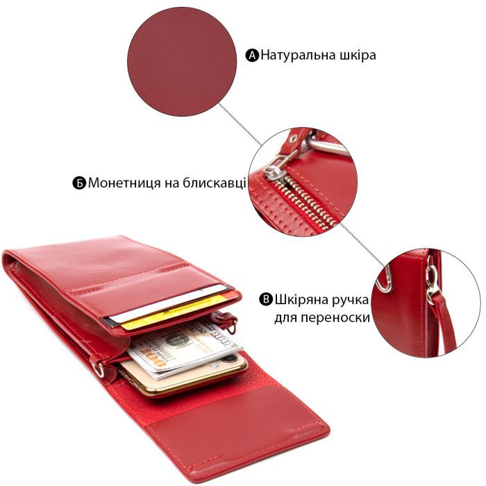 Сумка Grande Pelle Из натуральной кожи Красная (11441) изображение 4