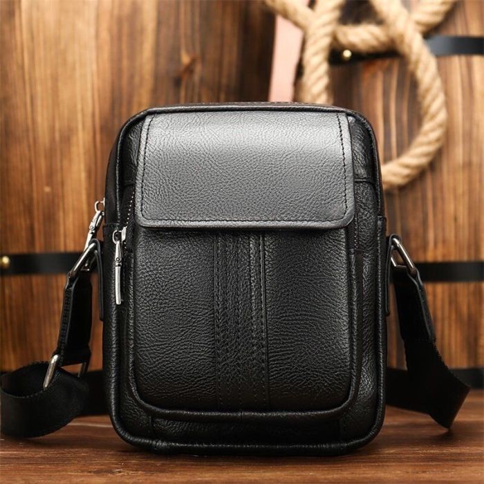 Сумка Vintage Кожаная флотар Черная (14943) изображение 7